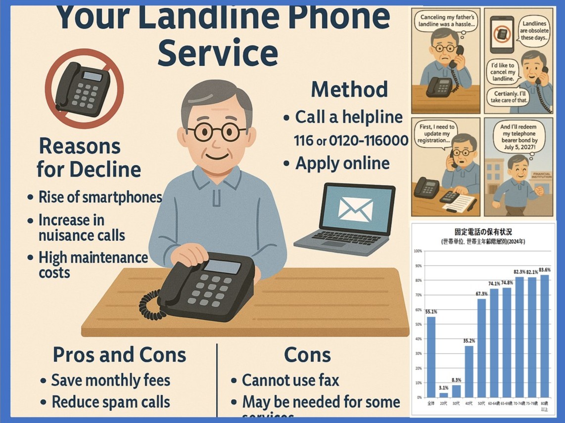 固定電話の保有率は全体で55.1％（総務省 2025年5月30日発表）～The overall ownership rate of landline phones is 55.1% (Ministry of Internal Affairs and Communications, May 30, 2025)